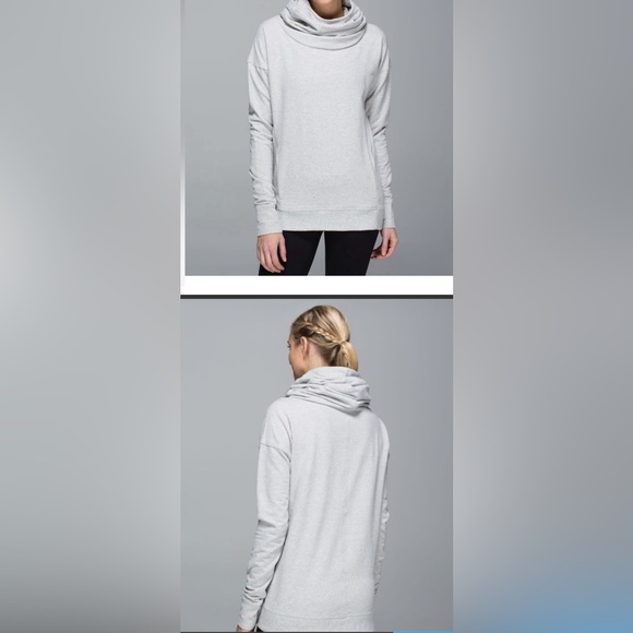 lululemon athletica Sweaters - Lululemon Stress Less Hoodie Women's 4 Cowl Neck Light Gray Soft Warm‎ Pullover✅